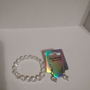 Handmade cute, pretty, adorable Cinderella clear earring and bracelet set
